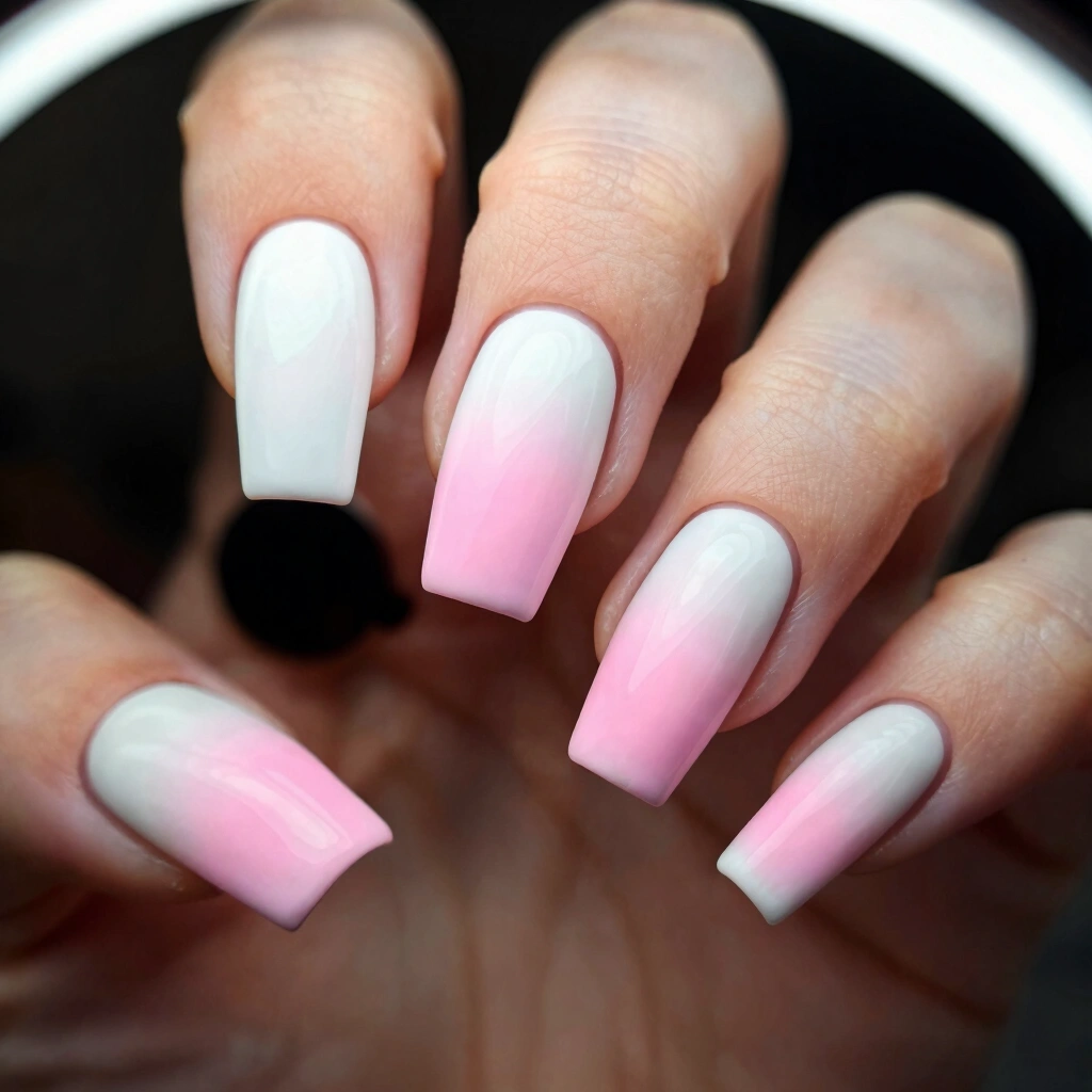 20. Milky White Fade to Blush Pink