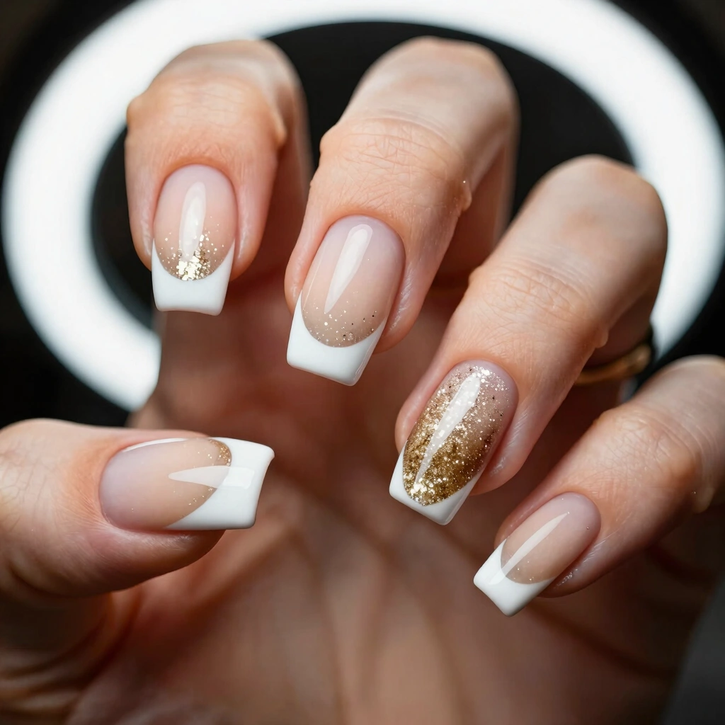 8. Champagne Shimmer French Tips