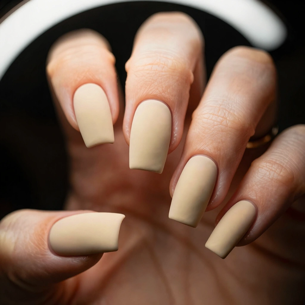 7. Matte Champagne Nails