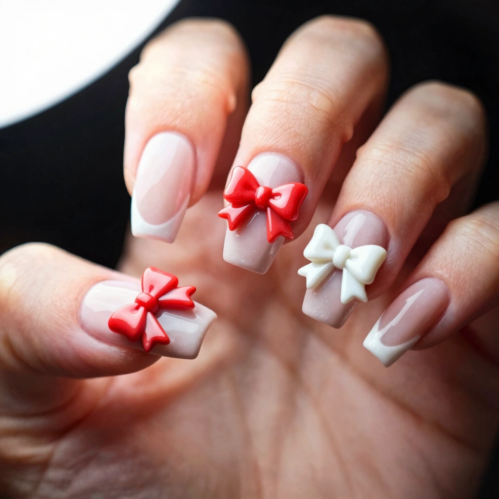 23. 3D Bow Accent Nails