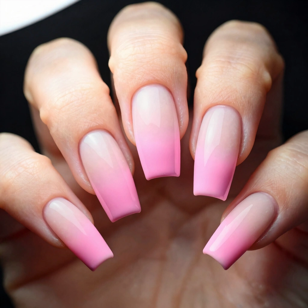 7. Soft Pink Ombre Coffin Nails