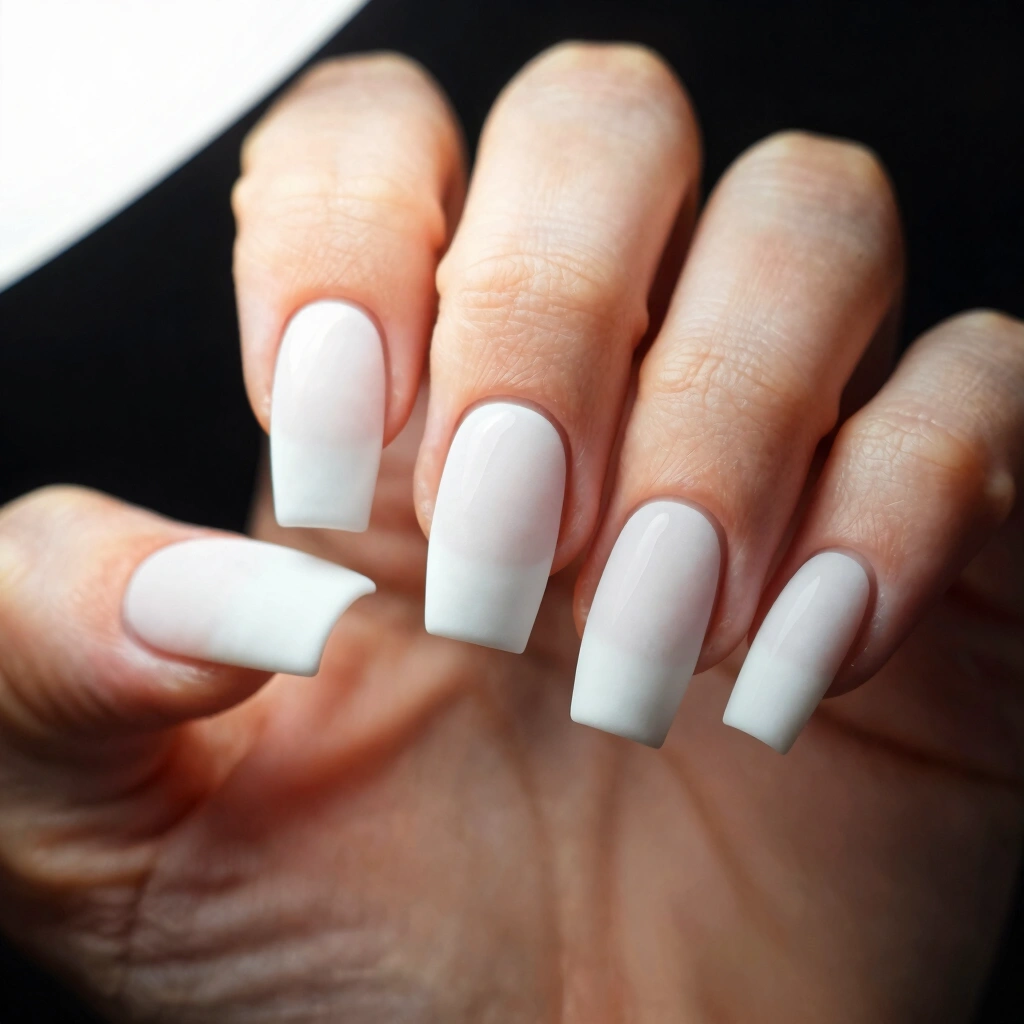 8. Matte White Coffin Nails with Glossy Tips