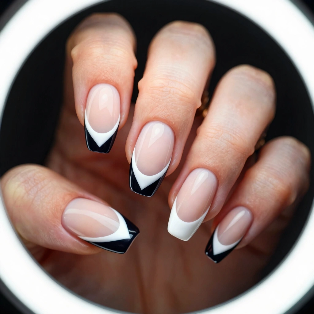 14. Two-Tone Coffin Nails (Negative Space)