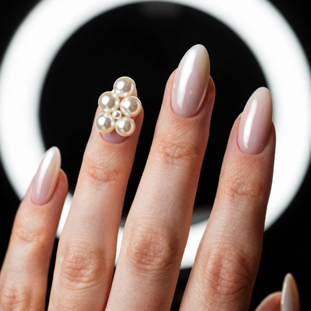 5. Single Accent Pearl Nail