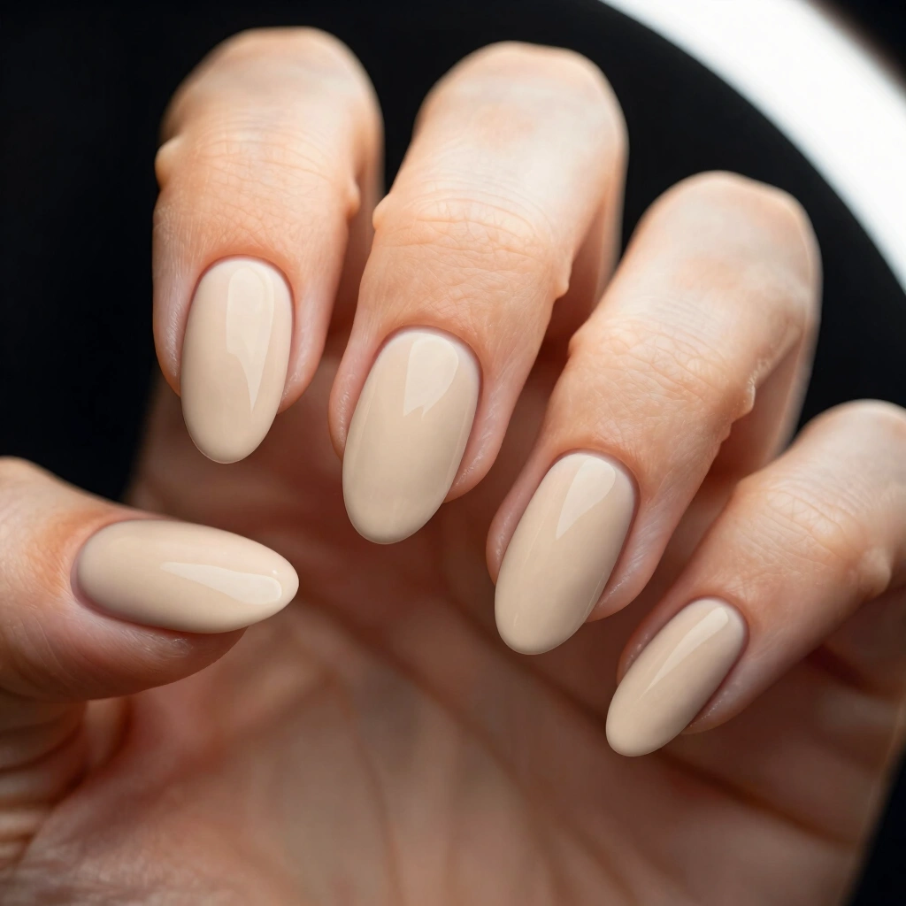 25. Soft Beige Squoval Nails