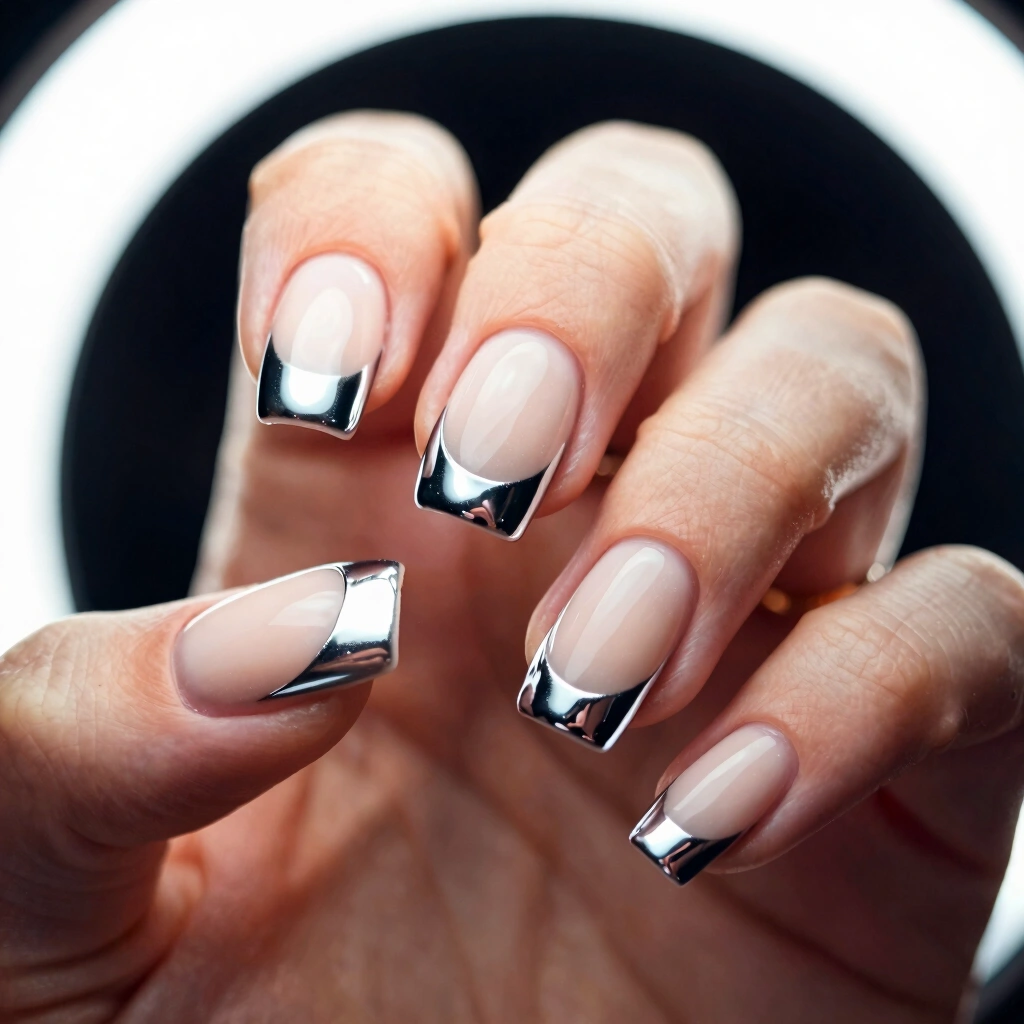 12. Chrome Half-Moon Manicure