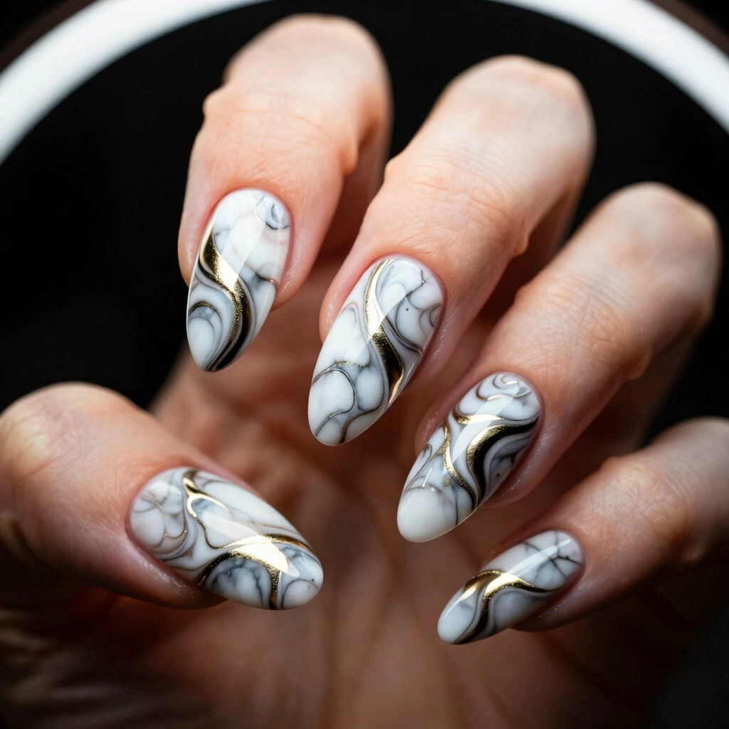 17. Chrome Marble Nails