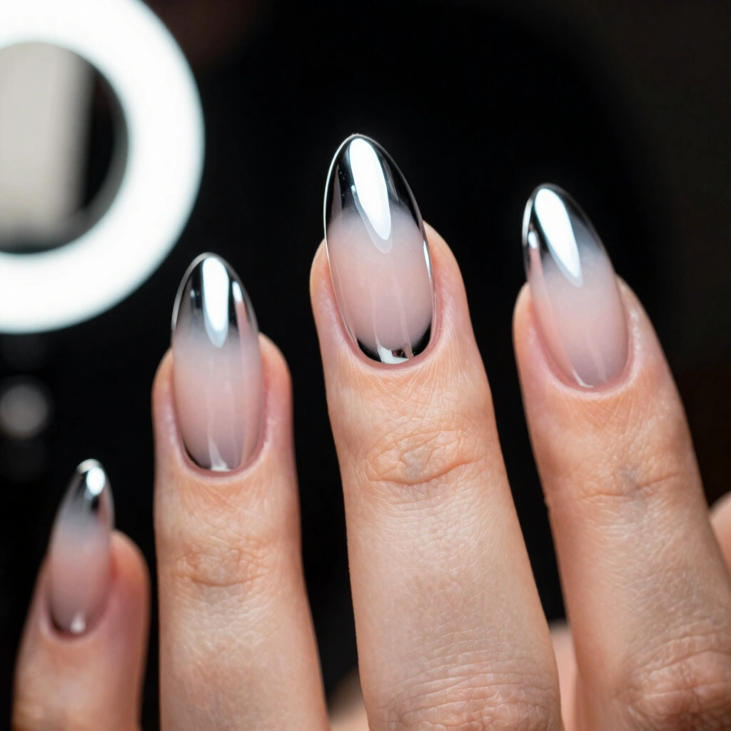 2. Glazed Chrome "Glass Nail" Look