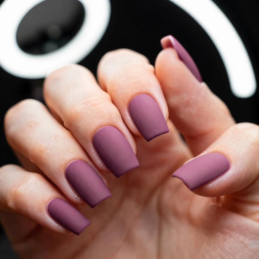5. Matte Mauve With One Glossy Accent Nail
