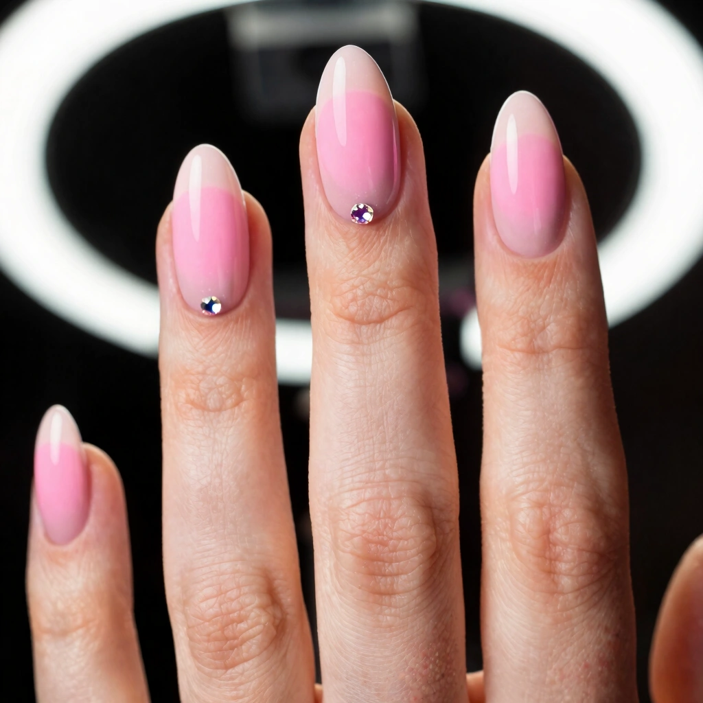19. Barely-There Pink With a Single Crystal Accent