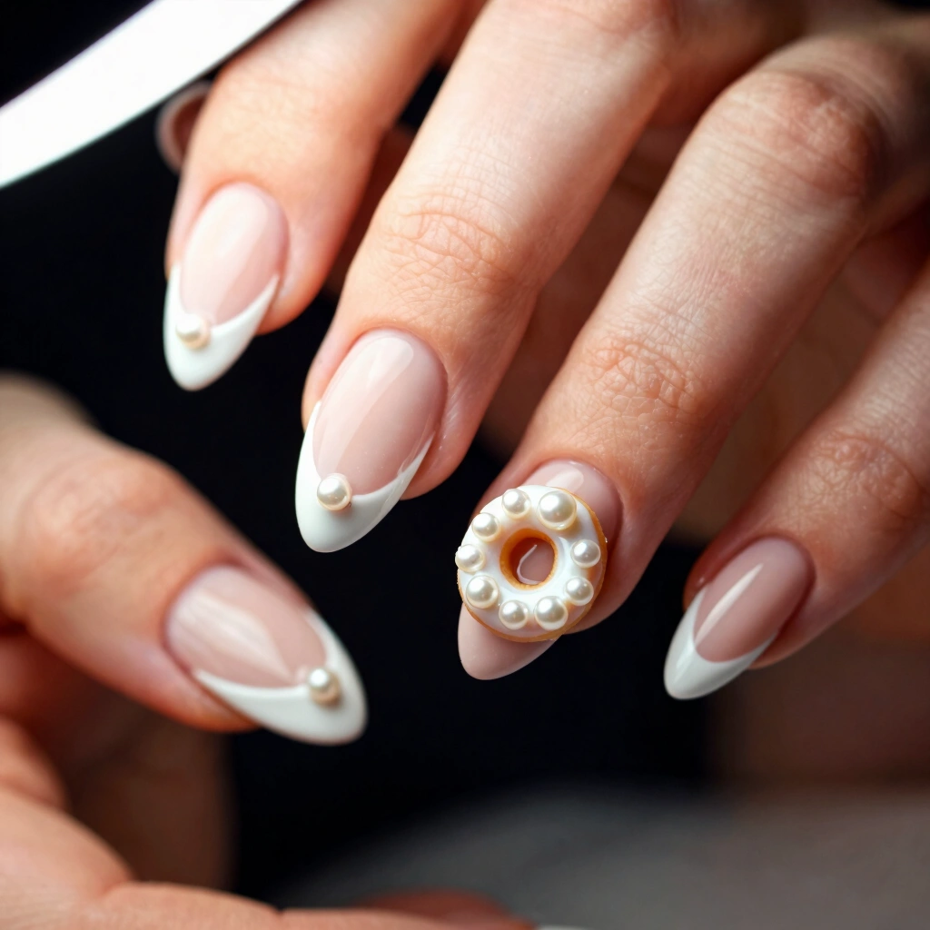 2. Glazed Donut with Pearl Accents