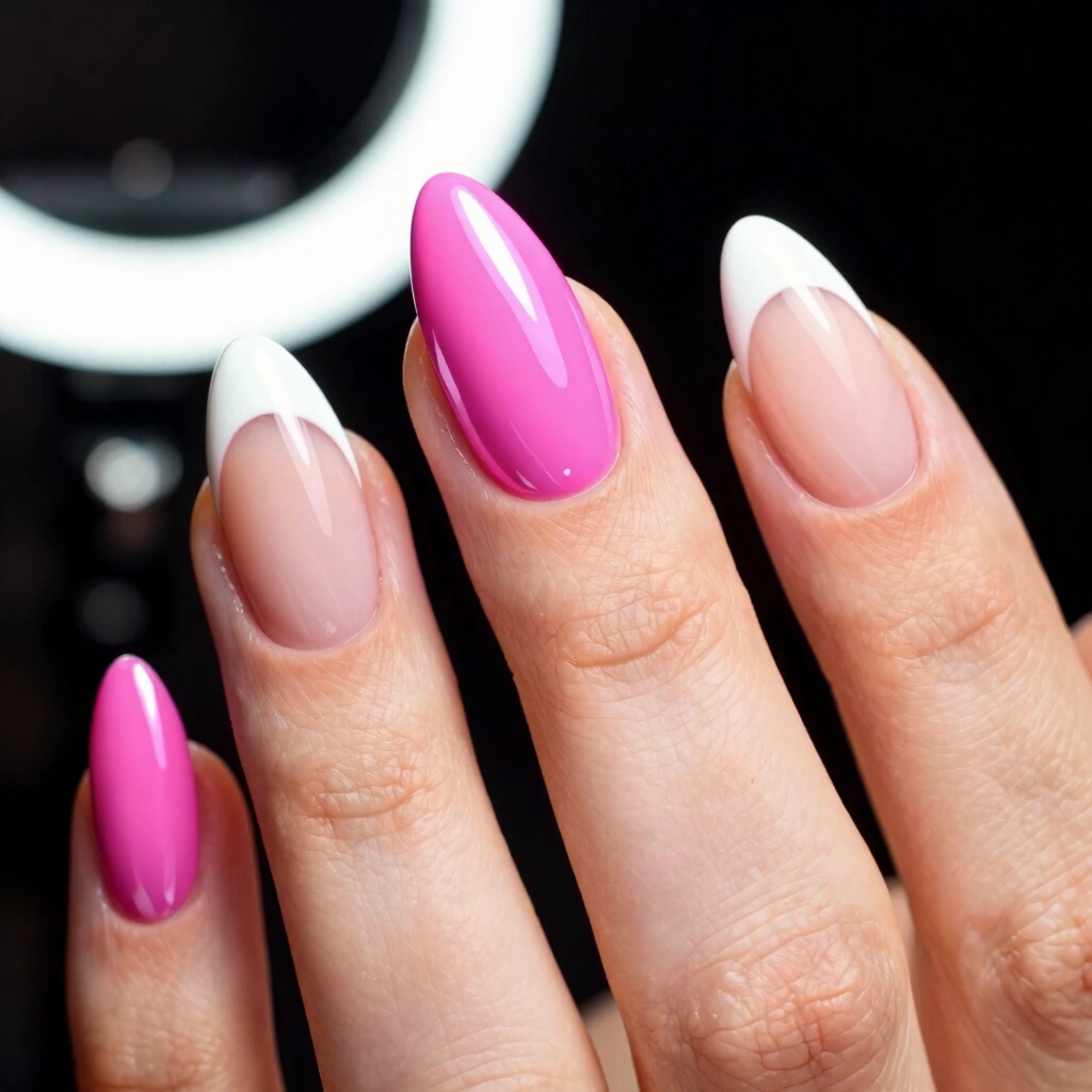 3. Chrome French Tips Meet Glazed Donut