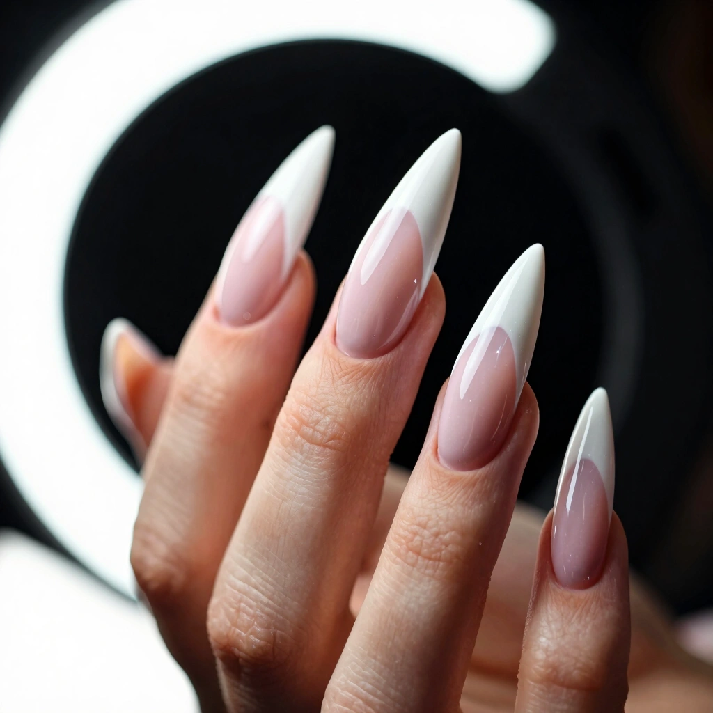 13. Glazed Donut Stiletto Nails