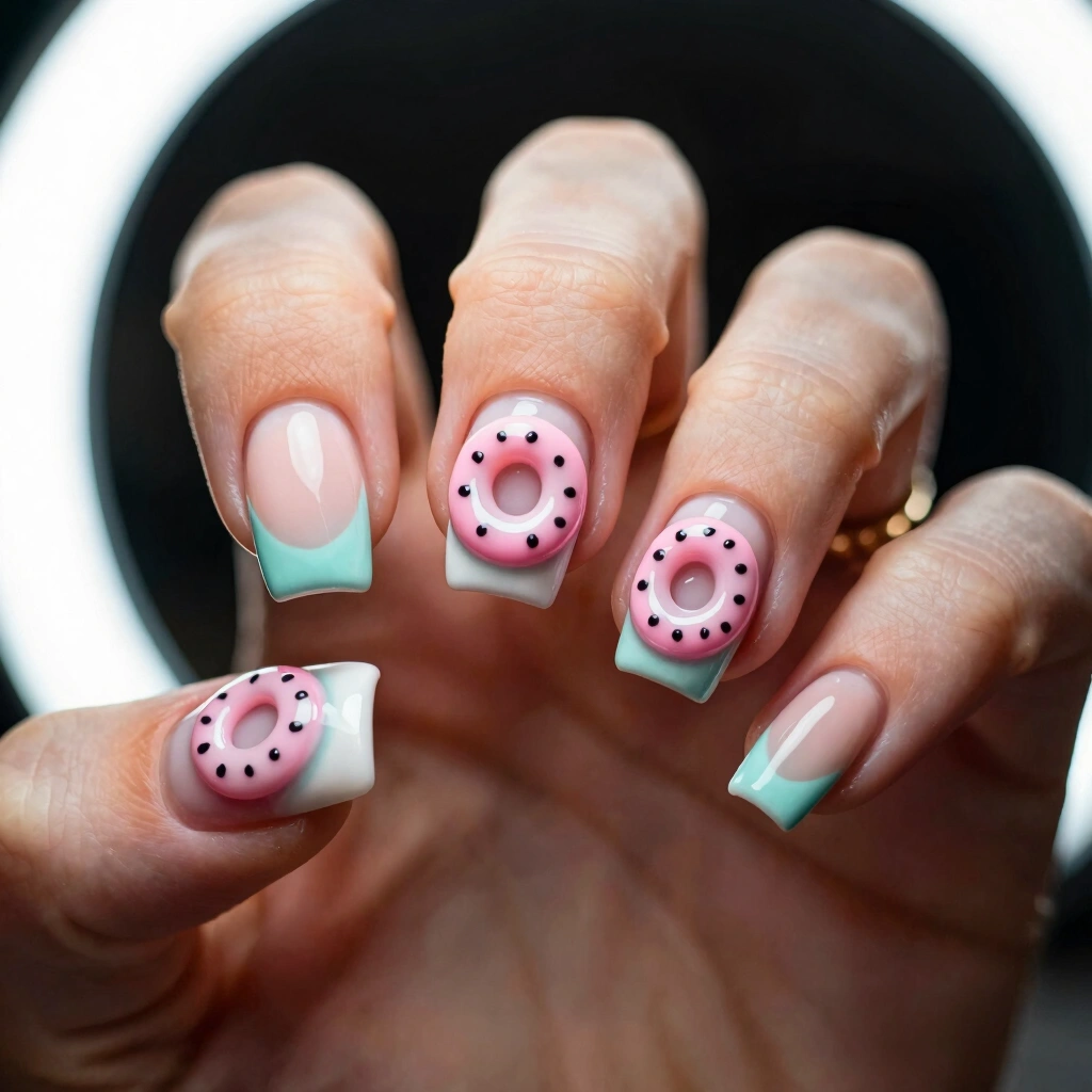 14. Glazed Donut Short Nails