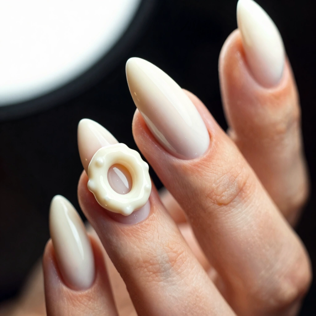 2. Milky White Glazed Donut Nails