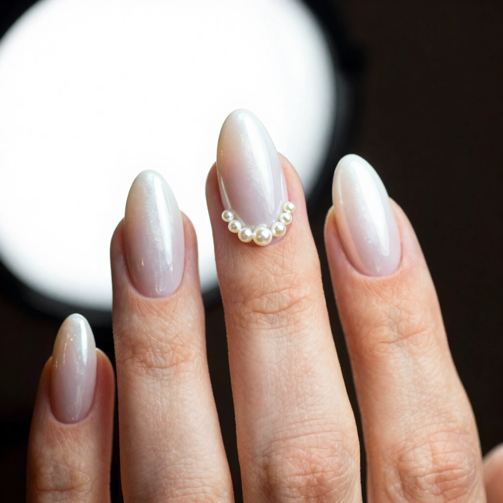 5. Pearl-Embellished Milky White